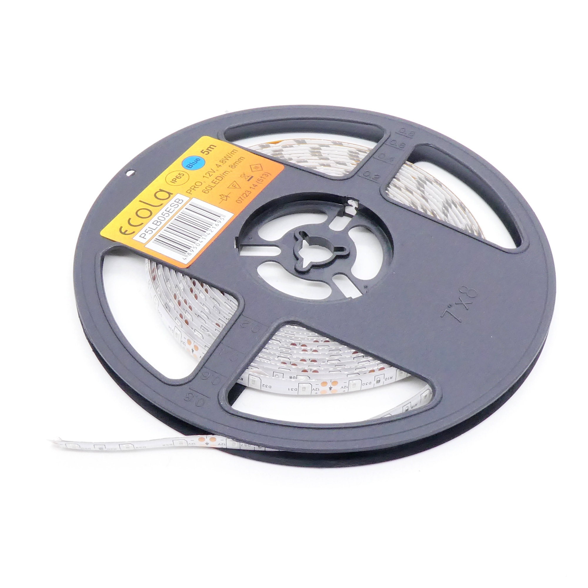 LED-лента 3528 B/ 60 чипов/1м/12V/IP65 - в силиконовой оболочке / самоклеящаяся / синяя / 60 чип диодов 3528 на метр / потребляемая мощность 4,8 Вт/м / 8мм / IP65