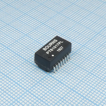 PT61017PEL - Телекоммуникационный трансформатор 2(1CT:1CT) первичная обмотка 0.6Ом вторичная обмотка 1.1Ом, 16 загнутых выводов для поверхностного монтажа