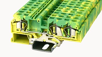 Заземляющая клемма WS6-TW-PE-01P-1C - Заземляющая клемма, 3 точки подключения, тип фиксации провода: пружинный, номинальное сечение: 6 мм кв., ширина: 8 мм, цвет: желто-зеленый, тип монтажа: DIN35