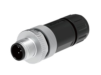 Вилочный разъем на кабель M12A04Z-MASSTUA - Вилочный разъем на кабель, 4 полюса, M12, прямой, вывод под пайку, A-Code, диаметр кабеля: 3,5-6,0 мм, 4А, 250V, корпус из пластика, резьбовое соединение: цинк, неэкранированный