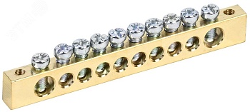 Шина PEN "земля-ноль" 8х12мм 10/2 (10групп/крепеж по краям) YNN21-10-100