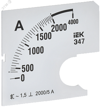 Шкала смен. для амперметра Э47 2000/5А-1,5 72х72мм IPA10D-SC-2000