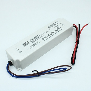 LPV-100-12 - AC-DC, 102Вт, IP67, вход 90…264В AC, 47…63Гц /120…370В DC выход 12В/8.5A, изоляция 3000В AC, в кожухе 190х52х37мм, -25…+70°С