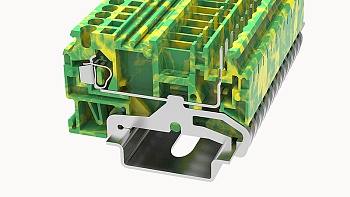 Клемма для разъемов WS2.5P-PE-01P-1C - Заземляющая клемма, для подключения внешнего разъема, тип фиксации провода: пружинный, номинальное сечение: 2,5 мм кв., ширина: 5 мм, цвет: желто-зеленый, тип монтажа: DIN35