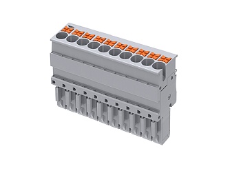 Разъем штекерный TPP2.5-10-GY - Разъем штекерный с push-in зажимом, для клемм TP2.5-2…, 10 полюсов, цвет: серый