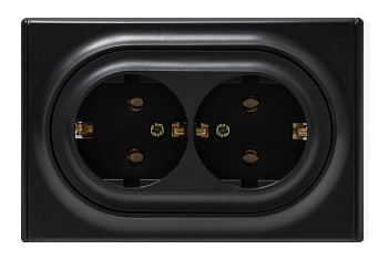 Розетка 2-м СП Florence 16А IP20 с заземл. винт. клеммы черн. 1E10401303 2172813