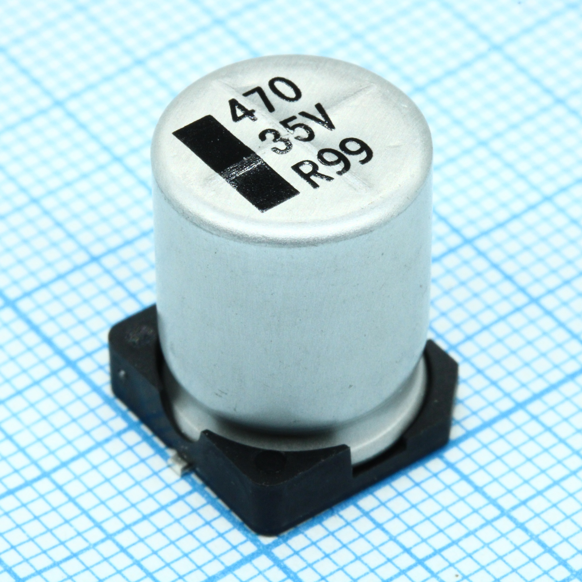 EZV471M35RH - Конденсатор алюминиевый  электролитический 470мкФ 35В ±20% (12.5 X 16мм) для поверхностного монтажа 1150мА 5000час 105°С лента на катушке