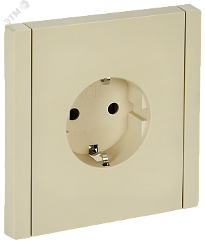 FORTE&PIANO Розетка 1-местная с заземлением с защитными шторками винтовое крепление 16А FP415 ваниль IEK FP-R14-16-K10