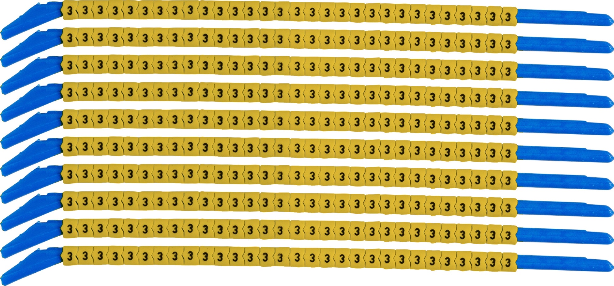 brd333203 - SCNG-13-3 клипсы жёлтые, 300шт/упак, для провода 3,4-3,8мм диаметра, легенда 3