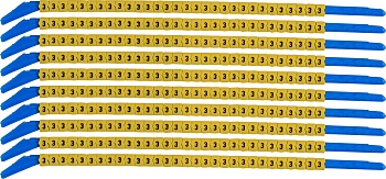 brd333203 - SCNG-13-3 клипсы жёлтые, 300шт/упак, для провода 3,4-3,8мм диаметра, легенда 3