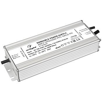 Блок питания ARPV-UH24320A-PFC-DALI2-PH (24V, 13.3A, 320W) 025654(2) - Диммируемый источник напряжения по протоколу DALI2.0 с гальванической развязкой для светодиодных изделий. Входное напряжение 120-240 VAC. Выходные параметры: 24 В, 13.3 А, 320 Вт. Встр