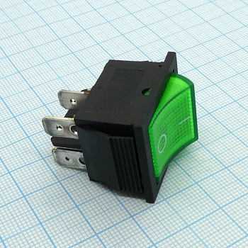 DS SC-767 OFF-ON зел 20А - 2положения клавиши, 2  группы на замыкание