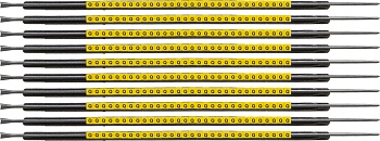 brd333076 - SCNG-05-Q клипсы жёлтые, 300шт/упак, для провода 1,4-1,8мм диаметра, легенда Q