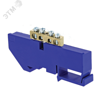 Шина нулевая N 6х9 4 отвер. латунь син. изолятор на DIN-рейку PROxima sn0-63-04-d