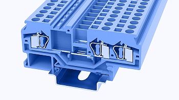 Проходная клемма WS4-TW-01P-12 - Проходная клемма, 3 точки подключения, тип фиксации провода: тип фиксации провода: пружинный, номинальное сечение: 4 мм кв., 32A, 800V, ширина: 6 мм, цвет: синий, тип монтажа: DIN35