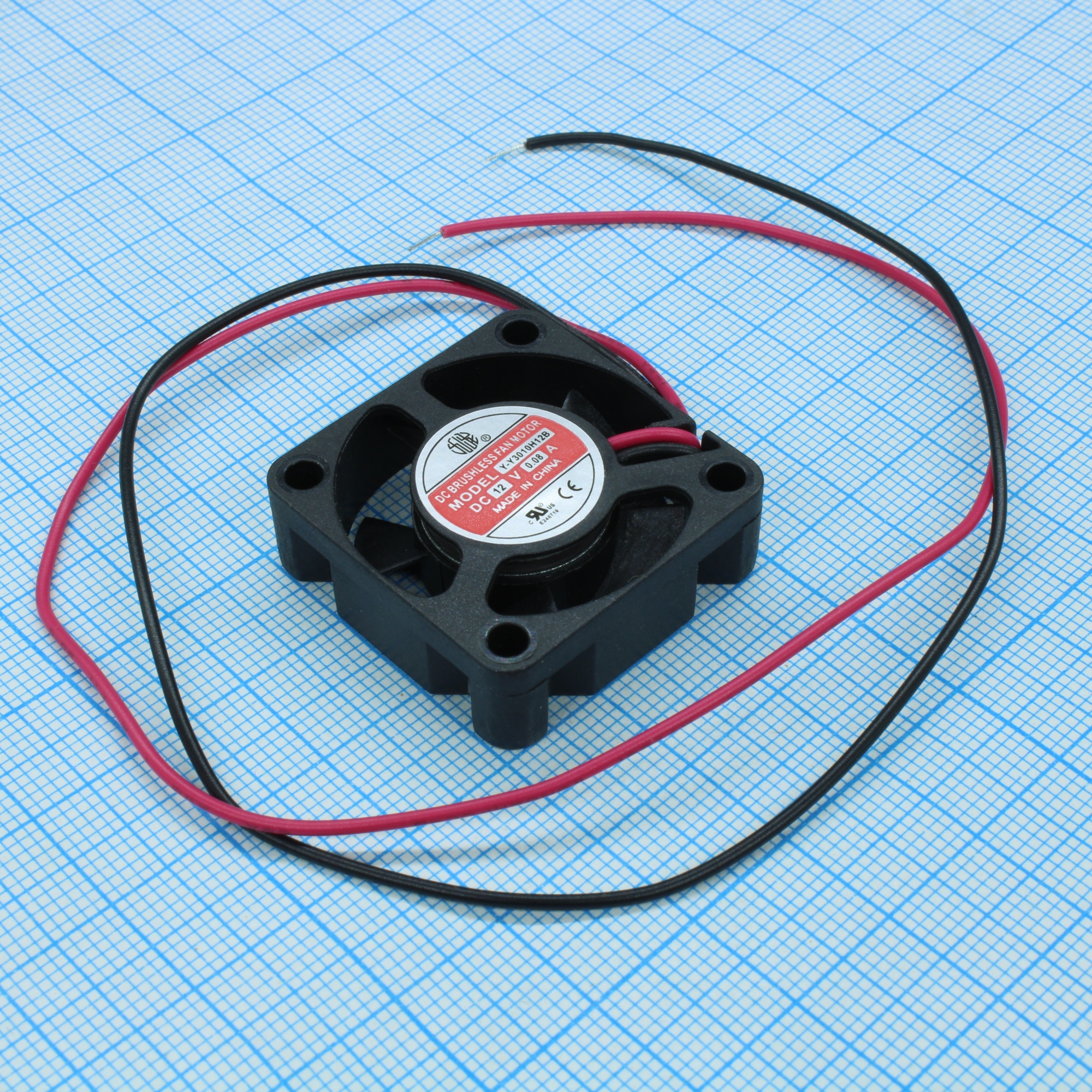 Y-Y3010H12B - Вентилятор постоянного тка 12В 30х30х10мм (аналог KF0310B1H) подшипник качения клеммы