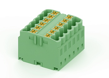 Проходной блок TPA2.5-12-GN - Проходной блок, 12 точек подключения, тип фиксации провода: push-in, номинальное сечение: 2,5 мм кв., 24A, 450V, цвет: зеленый