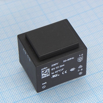 BV EI 304 2843 - Трансформатор питания 2.1ВА  230В 21В/100мА ta 70 C/F (EI 30/15.5)27.0мм