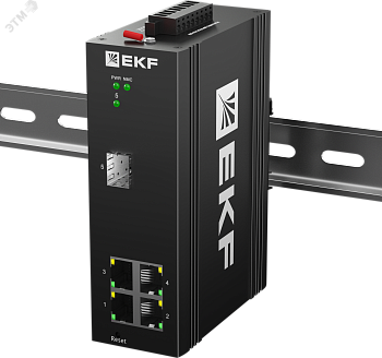 Промышленный управляемый коммутатор уровня L2 ML2-1GX/SFP-4GTP, 1 порт 1000Base-X SFP, 4 порта 10/100/1000Base-T(X) RJ45 c PoE, монтаж на динрейку TSX EKF