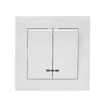 Валенсия выключатель 2-кл. 10А белый с индикатором PROxima EWV10-123-10