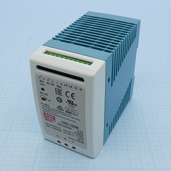 DRC-100B - AC-DC с функцией UPS, 100Вт, вход 90...264В АС/127...370В DC, выход 1: 27.6В/0…3.5 (2.25 ном.) А, выход зарядного устройства 27.6В/1.25А, изоляция 3000В АС, в корпусе 55х90х100мм, -30...+70°С