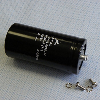 B41456B9159M - Алюминиевый электролитический конденсатор 100В 15000мкФ 52*106 85°С М5. В комплект поставки конденсаторов, произведённых после 01.12.2018, гайки/шайбы не входят
