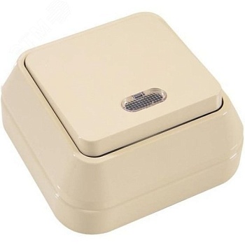 Выключатель 1-кл. ОП 10А IP20 с подсветкой крем. 45221