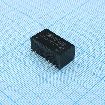 AM3G-0515D-NZ - DC/DC, 3Вт, вход 18…36В, выход ±15В/±0.1А, изоляция 1500В DC, КПД 80%, максимальная емкостная нагрузка не более ±330мкФ, вход On/Off, SIP8, 22x9.5x12мм, -40…100°C, пластик