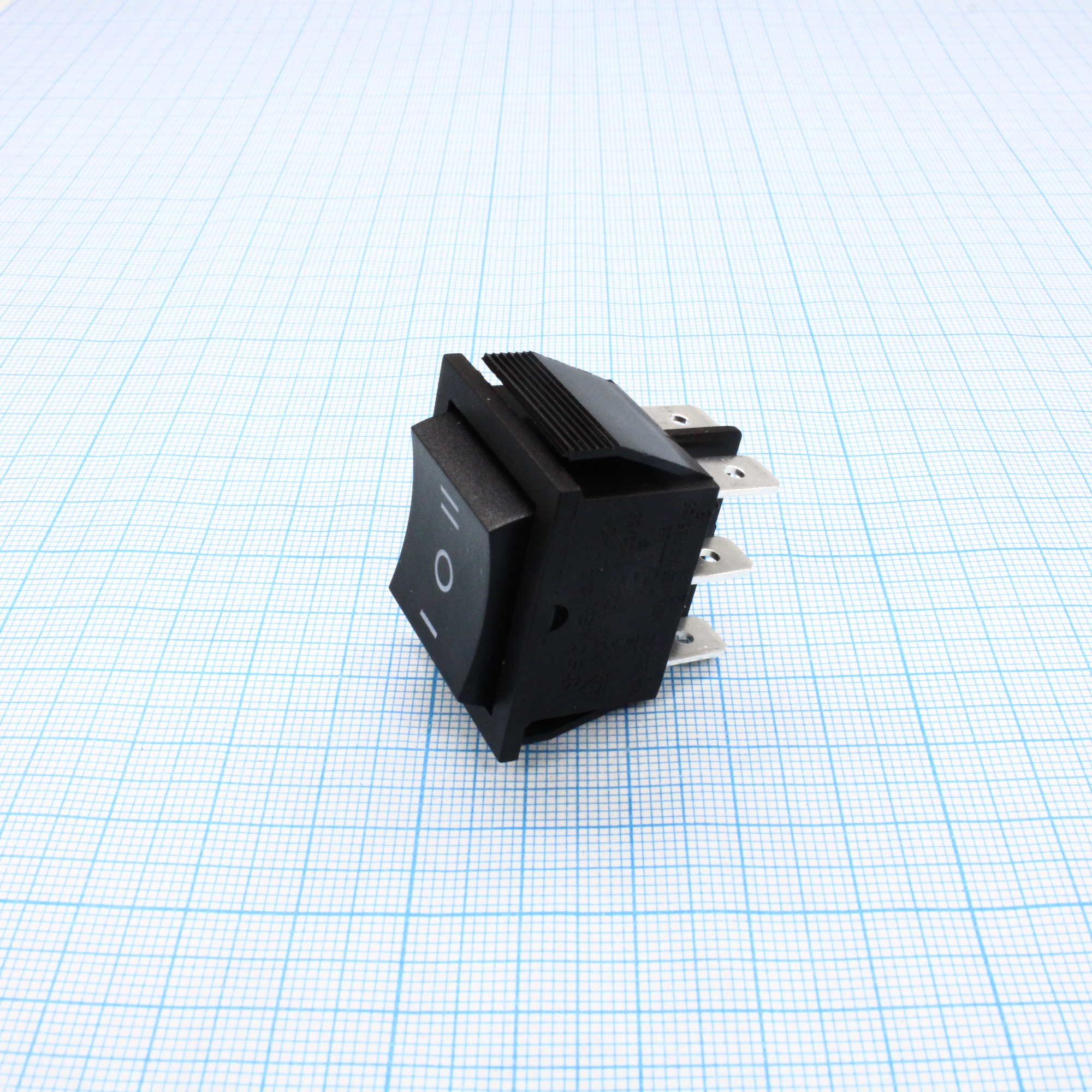 RK1-01 2X3 B/B"I,0,II" - Выключатель клавишный ON-OFF-ON без подсветки цвет корпуса (черный) цвет кнопки (черный)