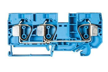 Клемма сдв. WKFN 16 D1/2/35 BLAU - Проходная клемма, 3 точки подключения, тип фиксации провода: пружинный, номинальное сечение: 16 мм кв., 76A, 800V, ширина: 12 мм, цвет: синий, тип монтажа: DIN 35