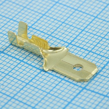 РП-П 2,5-(6,3) - Разъем плоский под двойной обжим, неизолированный (папа) сечение 0.75-2.5 мм2