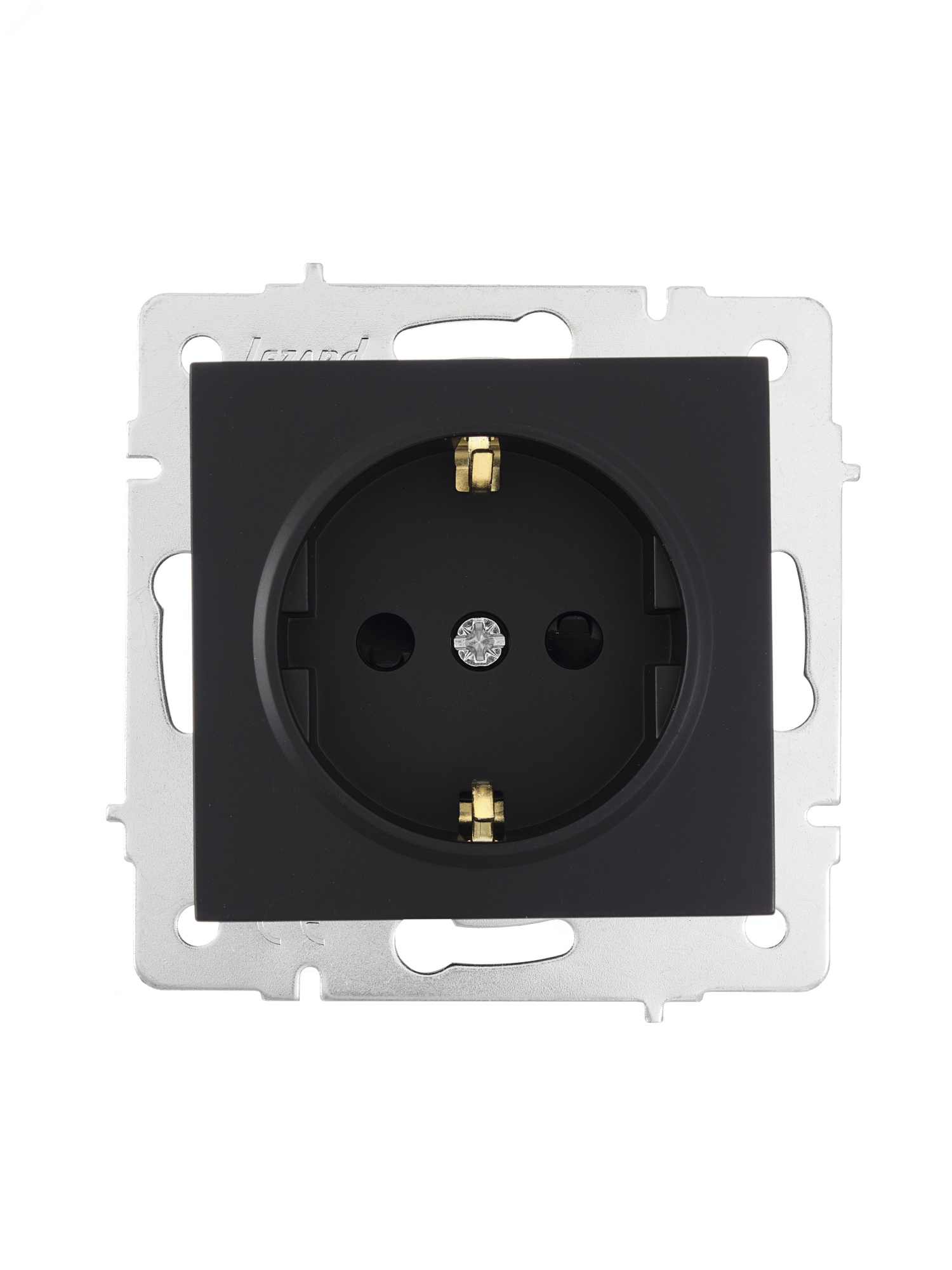 Розетка 1-м СП Vesna с заземл. защ. шторки ПБТ механизм черн. бархат 742-4288-124B