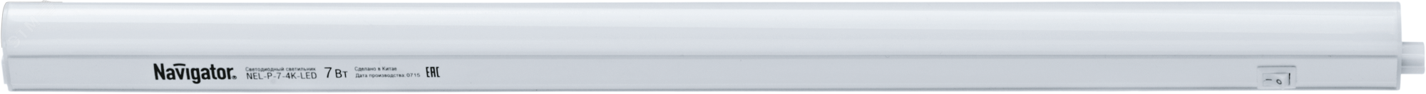 Светильник светодиодный ДПО-7w 4000K 485Лм пластик T5 IP33 с выключателем шнур 18806