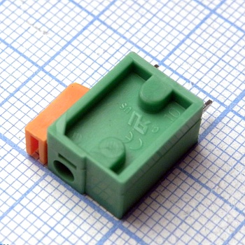 DG142V-5.08-01P-14-00A(H) - Нажимной безвинтовой клеммный блок 1 контакт. Зажим типа торцевой контакт. Серия DG142V-5.08
