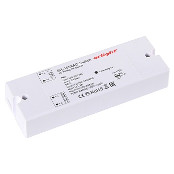 Контроллер-выключатель SR-1009AC-SWITCH (230V, 1.2A) 020935 - Выключатель с RF управлением (пульт поставляется отдельно) для включения/выключения любых видов нагрузки 230 VAC. Мощность активной нагрузки (лампы накаливания) макс. 288 Вт. Полная мощность дл