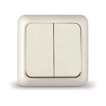 Выключатель 2-кл. ОП Олимп 10А IP20 сл. кость Б-О0023