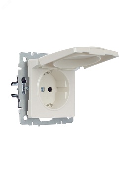 Розетка BRITE РСбш10-3-БрЖ 16А IP20 с заземл. защ. шторки с крышкой жемчуж. BR-R16-16-K36