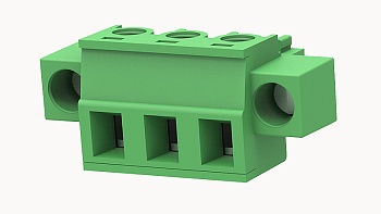 PCB розетка 15EDGKM-5.08-03P-14 - Розеточный разъем, прямой, на кабель, с монтажными фланцами, шаг 5,08 мм, 3 полюса, номинальное сечение: 1,5 мм кв., винтовая фиксация провода, 300V, 8А, цвет: зеленый, серия 15EDGKM