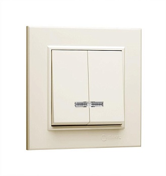 Выключатель 2-кл. СП Karea 10А IP20 с подсветкой крем. 56010023