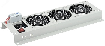 Панель вентиляторная с выключателем и термостатом 3 модуля серая FM35-32M