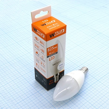 Лампа LED Wolta  10W хол свеча (270) - E14,4000K,115*37,композит