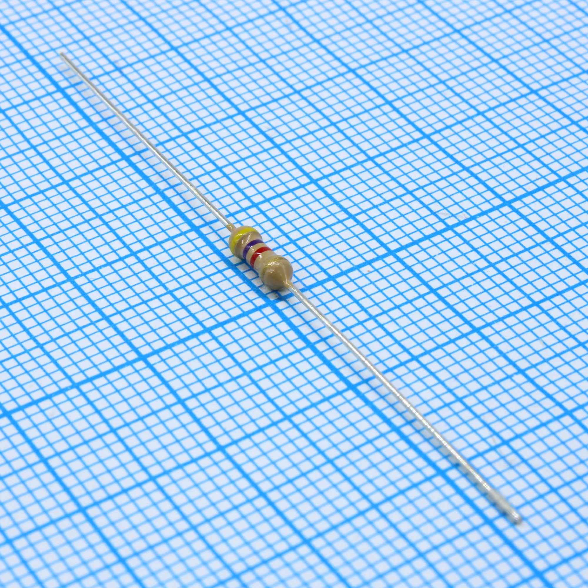 CF254K7JTB050 - Резистор углеродистый 0.25Вт 4.7кОм ±5% ТКС -350ppm/°C....500ppm/°C