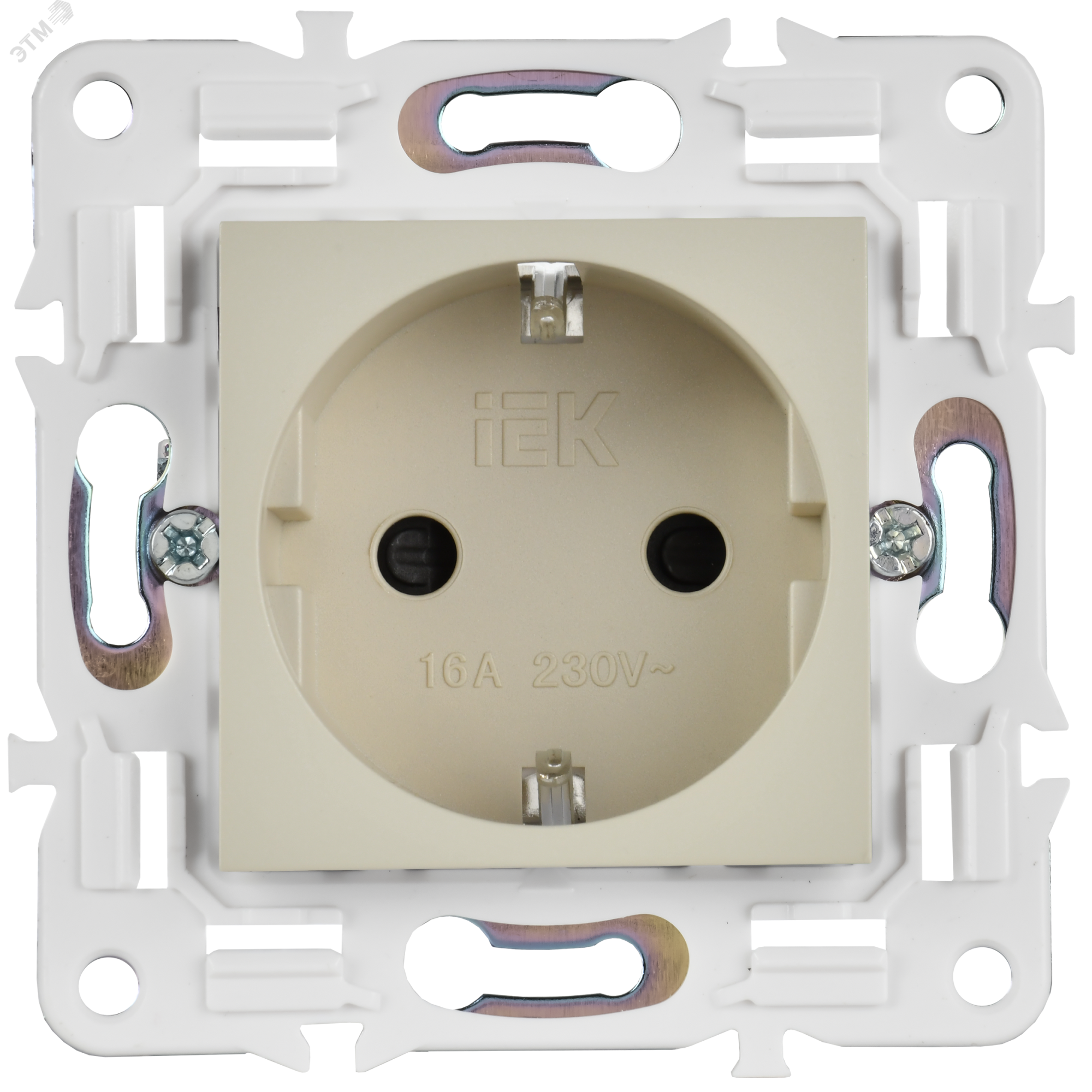 SKANDY Розетка с заземлением с защитными шторками 16А безвинтовое крепление SK-R06B бежевый IEK SK-R14-16-1-K10