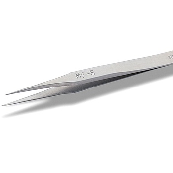 M5S MICRO - Микропинцет из нержавеющей стали с очень маленькими, тонкими и сильными концами. Подходит для работы под микроскопом и удержания миниатюрных компонентов при монтаже, 80 мм, 6 гр