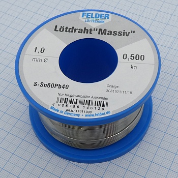 Припой Sn60Pb40  1.0мм 500гр.без флюса - проволочный припой ПОС61, в катушке