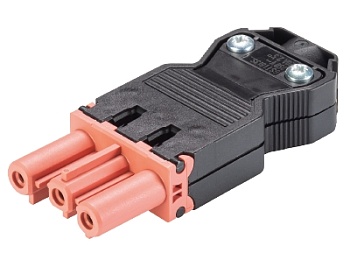 Разъем GST18I3S B1 ZR1 RT03 - Розеточный разъем на кабель диам. 6,5 - 10 мм, 3 полюса, винтовая фиксация, номинальное напряжение: 250V, номинальный ток: 20A, цвет корпуса: черный, цвет контактной вставки: розовый, серия gesis GST18i3