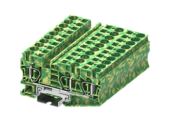 Заземляющая клемма TC10-3-PE - Заземляющая клемма, 3 точки подключения, пружинный, номинальное сечение: 10 мм кв., ширина: 10,2 мм, цвет: желто-зеленый, тип монтажа: DIN