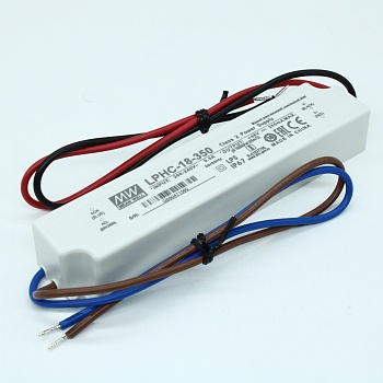 LPHC-18-350 - AC-DC led, 16.8Вт, выход 6...48В/350мА, стаб. тока/напр., IP67, вход 180…264В AC,  изоляция 3000В AC, в кожухе 140х30х20мм, -30…+70°С