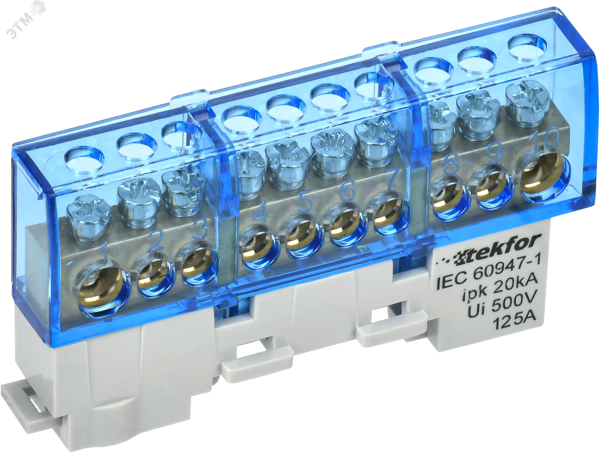 TEKFOR Шина N ноль изолированная на универсальном держателе 8х12-10-С IEK TF-NN20-10-KL-K07