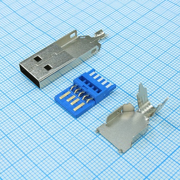 DS1107-01LN0 - Разъем USB 3.0 тип A. вилка 9pin. под пайку